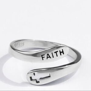 #13 NEW 925 Sterling Silver Cross Open Adjustable Ring